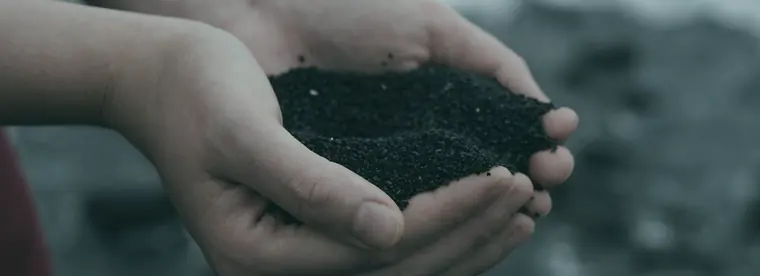 Mani che raccolgono terra scura e viva
